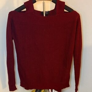 Hooked Up by IOT Off-the-Shoulder Burgundy Sweater